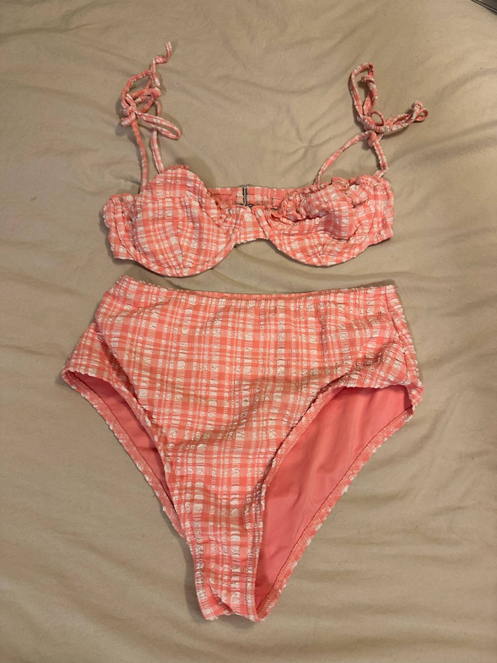 Billabong Pink Tide Check High-Waist Bikini Set - Women S